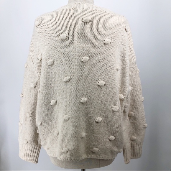 Zara Knit M Cream Chunky Bobble Sweater Pullover Boxy Oversized EUC - Picture 6 of 10